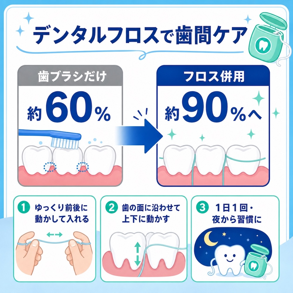 デンタルフロスで歯間ケア