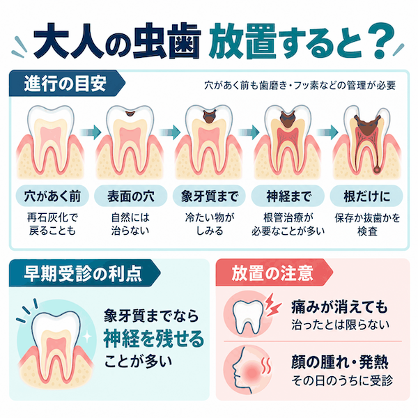 大人の虫歯 放置すると?