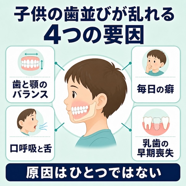 子供の歯並びが乱れる4つの要因